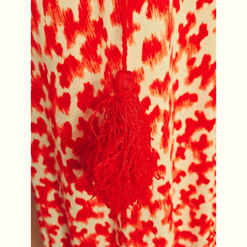 Michael Kors Euc Shift Ruby Red Dress Tassels Str… - image 7